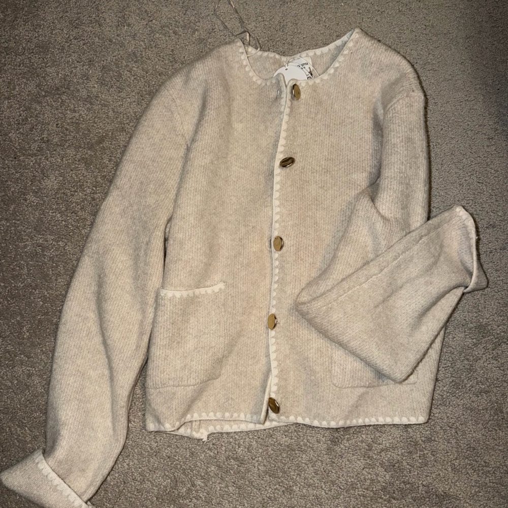 Women's Cream Cardigan Sweater